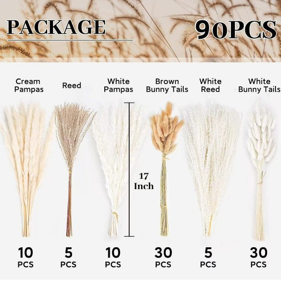 Dried Flower Bouquet - Preserved Grass Flower Arrangement for Home Decor