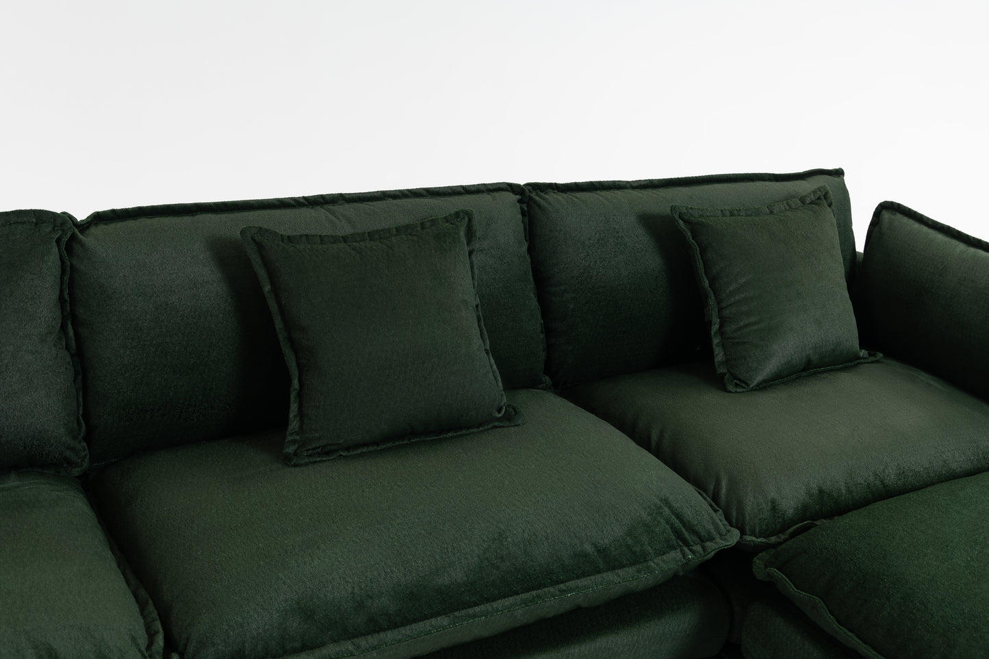 Modern 3-Seat Sectional Sofa with Ottoman - Antique Green