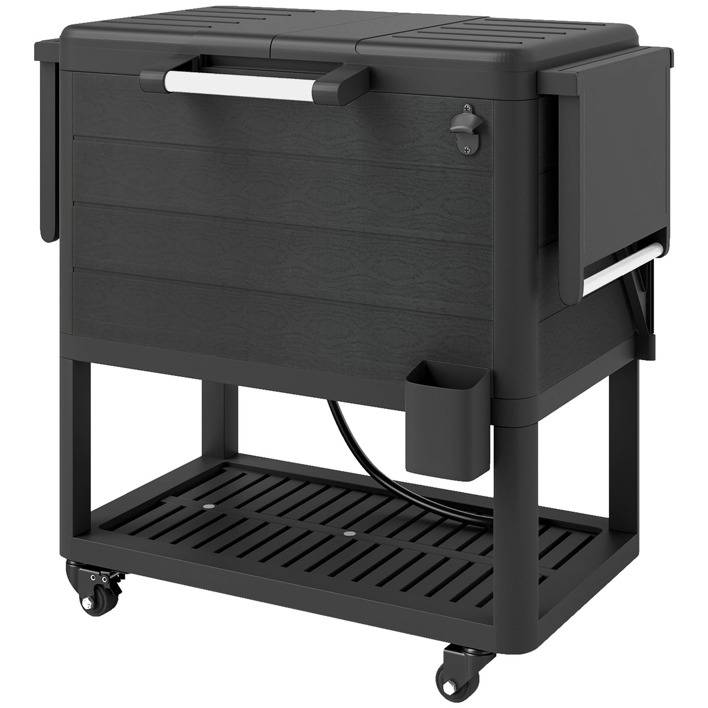104 Quart Outdoor Cooler Cart with Bottle Opener - Black