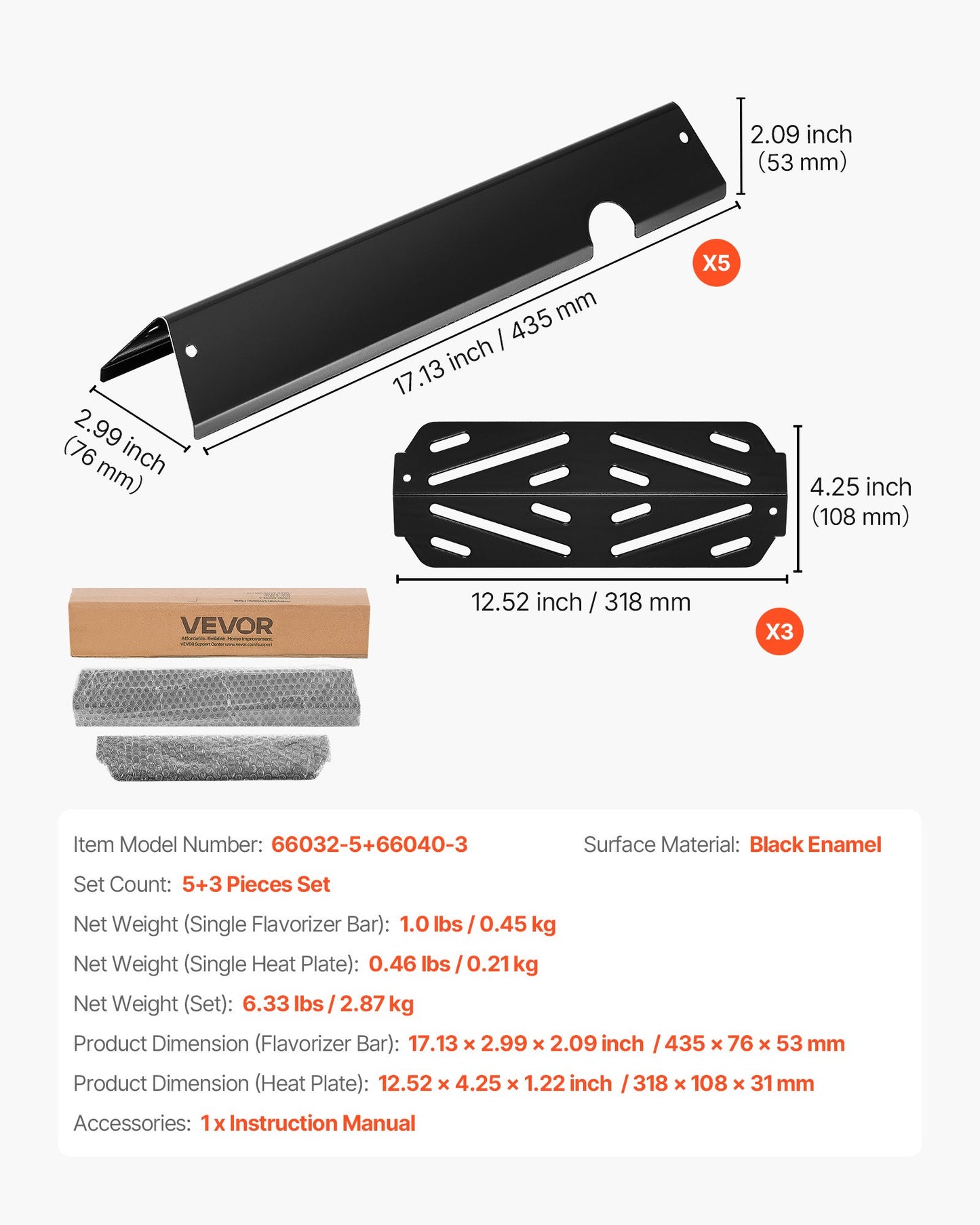 Flavorizer Bars Set for Weber Genesis II 300 Series Grill - Black