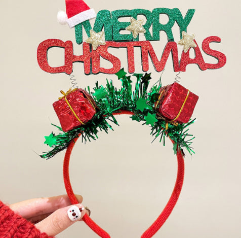 Christmas Headband with Snowflake and Antler Designs - Festive Hair Accessory