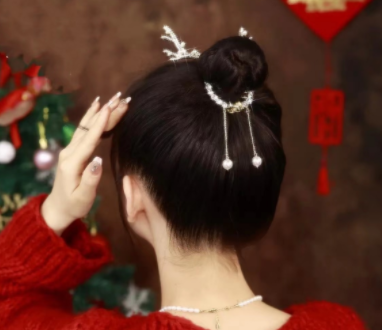 Antler Hair Clip with Ball Head - Silver