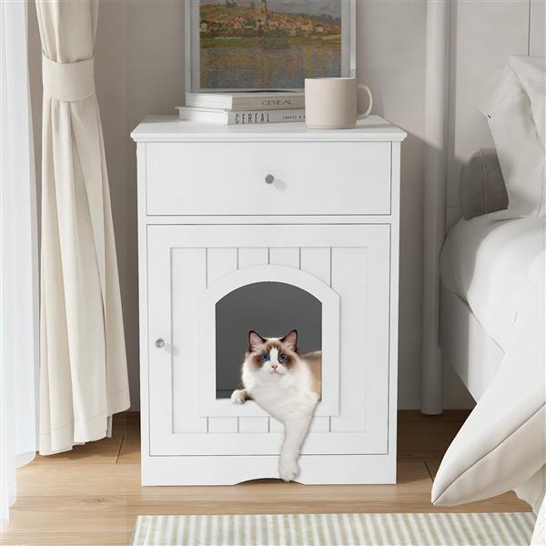 Wooden Pet House - White Pet Nest for Cats & Small Pets
