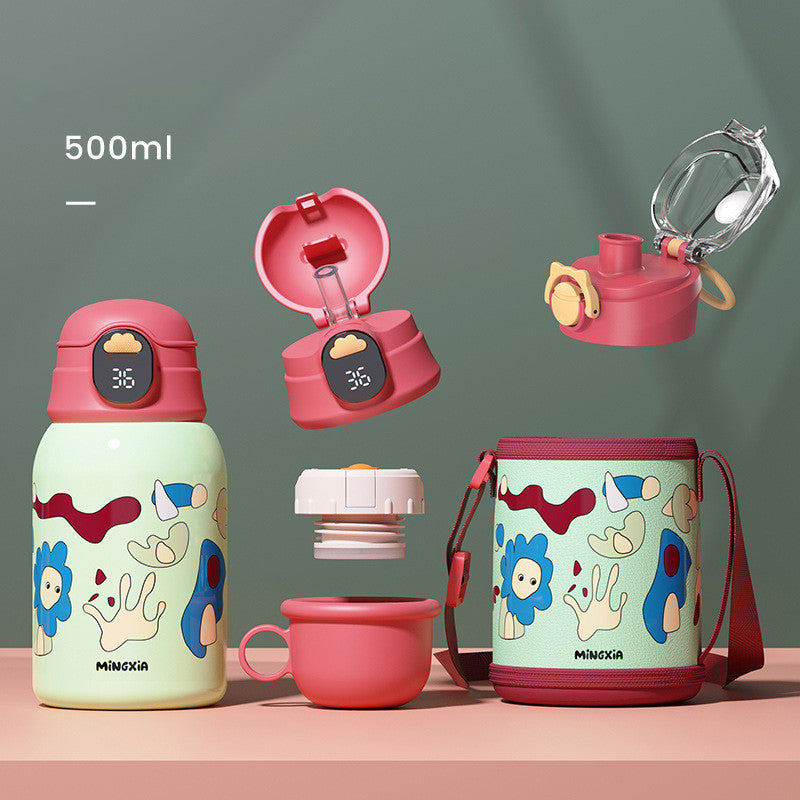 Children's Insulated Stainless Steel Water Cup with Bouncing Lid - 500-600ML