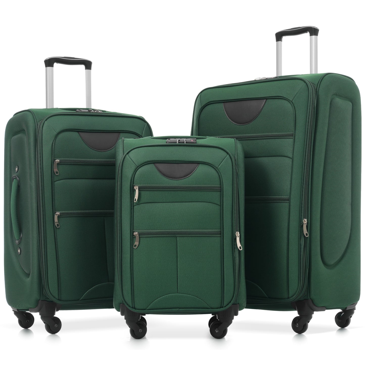 Expandable Softside Luggage Set - 3 Piece Spinner Set, Dark Green