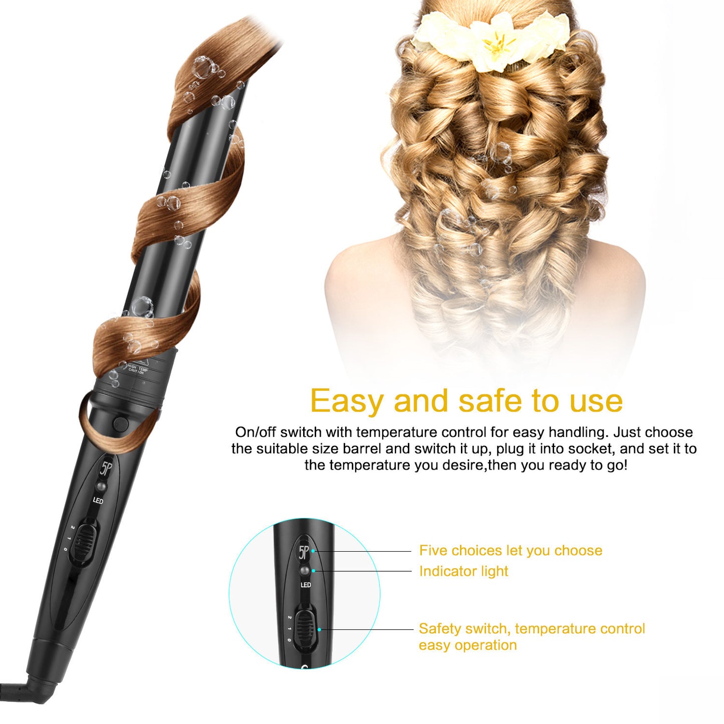 Multifunctional 5-in-1 Ceramic Hair Curler with Adjustable Temperature