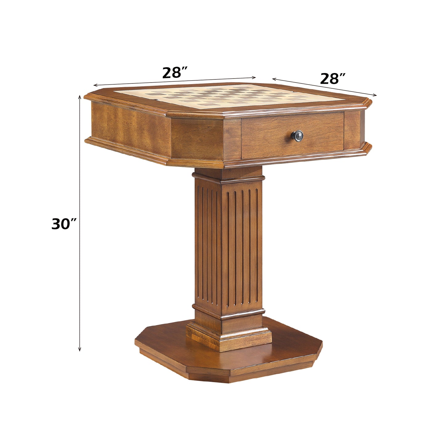 Walnut Finish Game Table with Storage & Reversible Tray