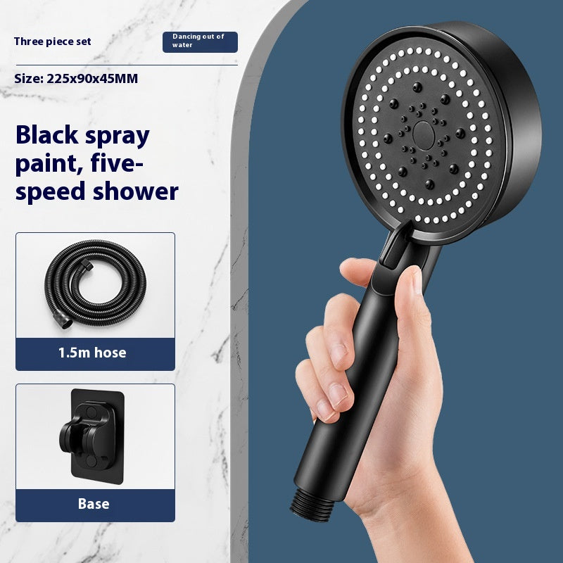 Supercharged Shower Nozzle Set with 5-Speed Handheld Shower Head and 1.5m Hose