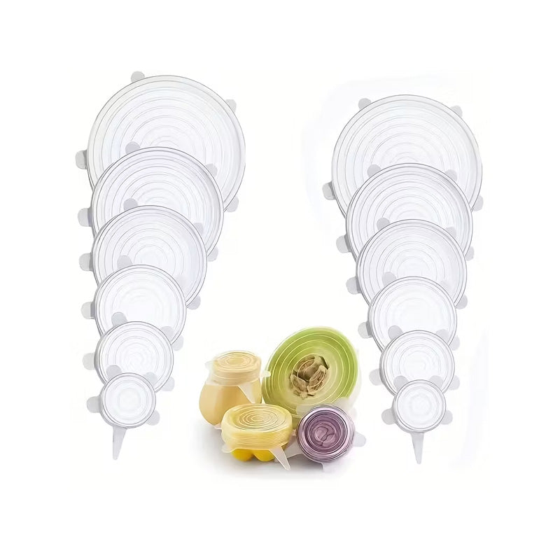 Microwave Food Cover Set with 6 Silicone Lids - Universal Fit