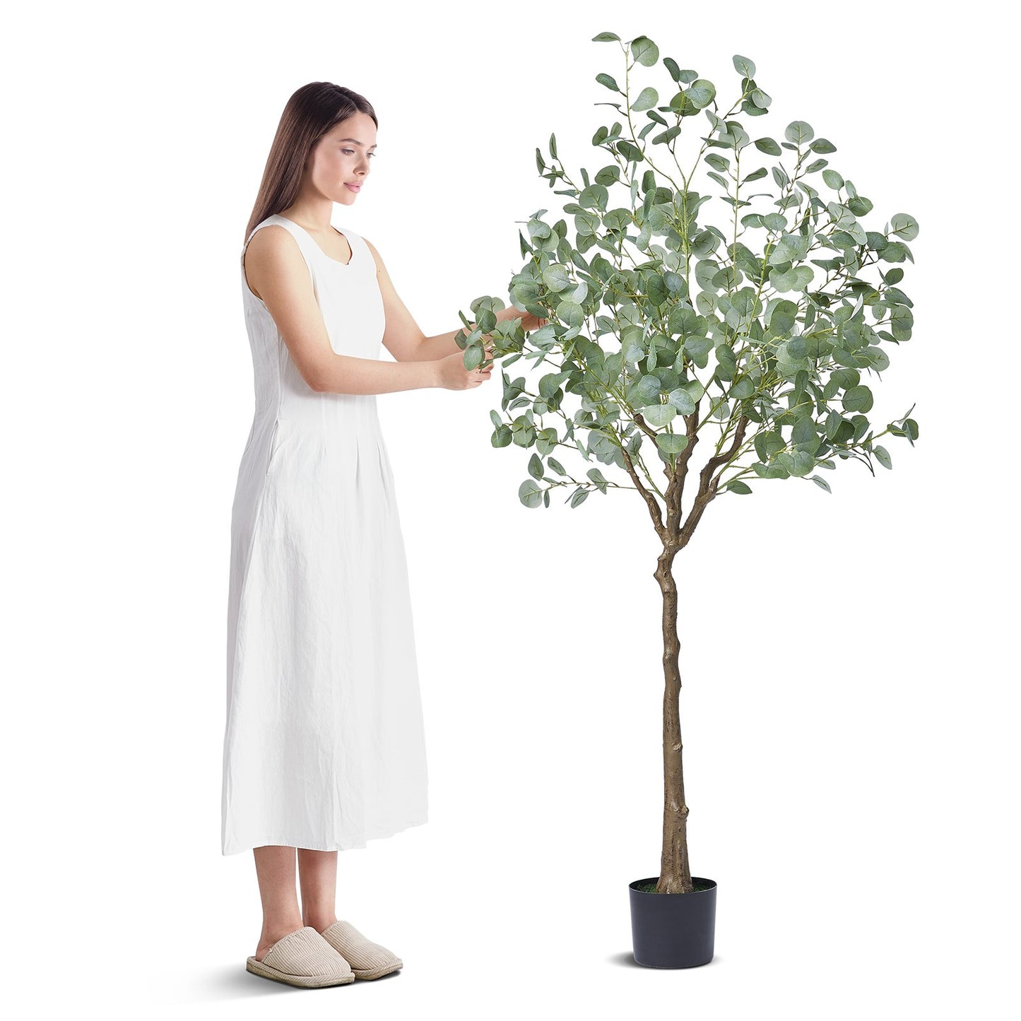 6 FT Tall Artificial Eucalyptus Tree - Realistic Faux Plant for Indoor Outdoor Decor