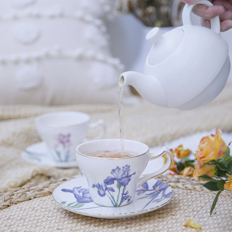 European Style Porcelain Coffee Cup and Plate Set - Multiple Colors & Capacities