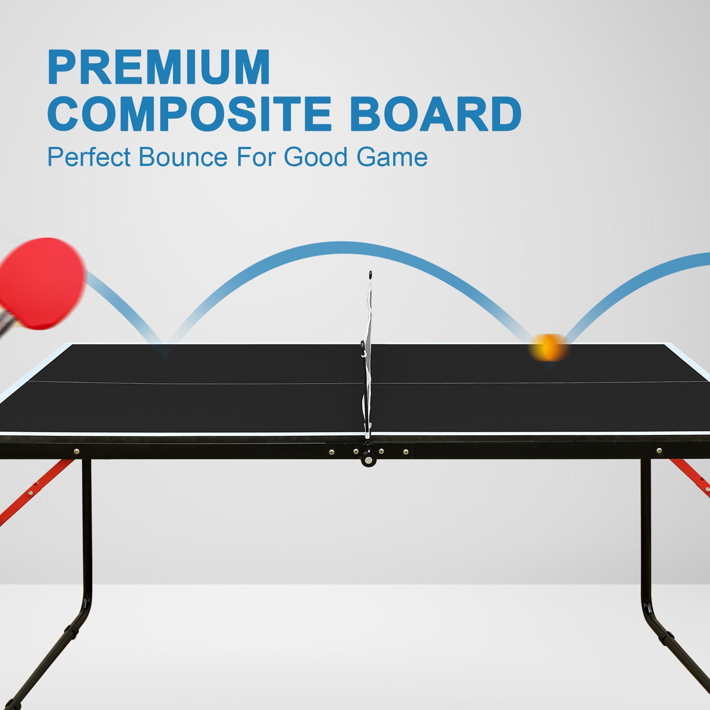 4.5ft Foldable Black Table Tennis Table Set with Net & Paddles