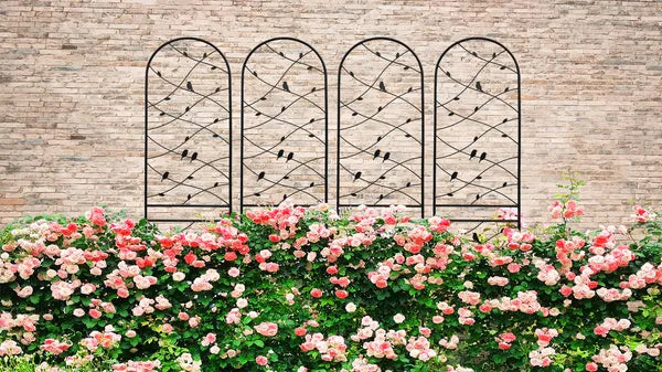 Metal Garden Trellis - 86.7" x 19.7" Rustproof Black Support for Climbing Plants