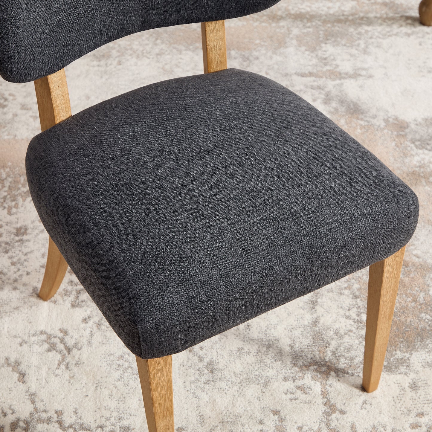 Modern Fabric Upholstered Dining Chairs Set of 2 - Dark Grey