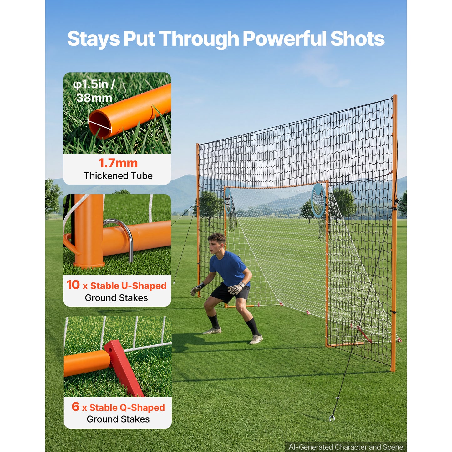 Large Soccer Goal 16x7 FT for Backyard Outdoor Sports Training Equipment