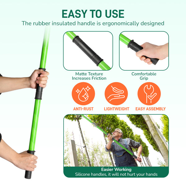 26ft Manual Pole Saw Tree Trimmer Kit with Portable Bag & Spiral Splicing