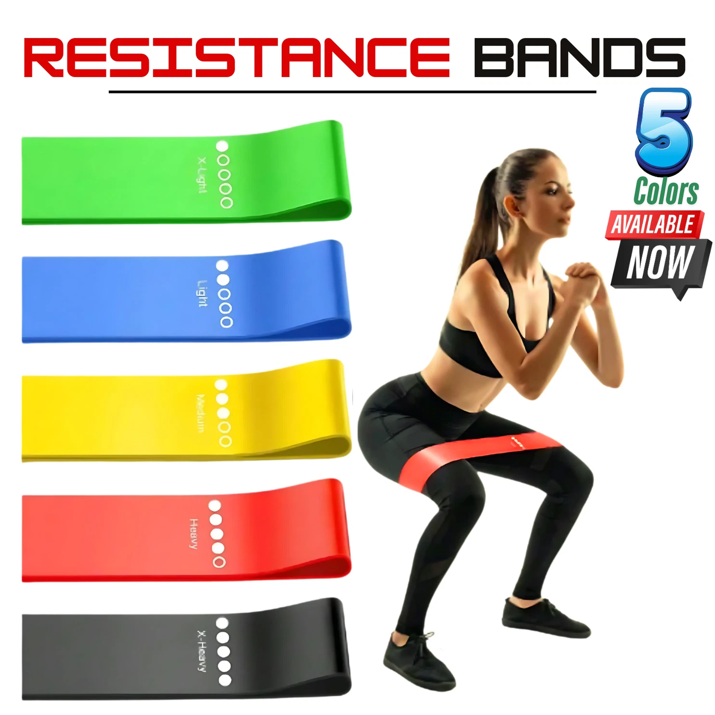 Loop Resistance Bands Set of 5 for Full Body Workout