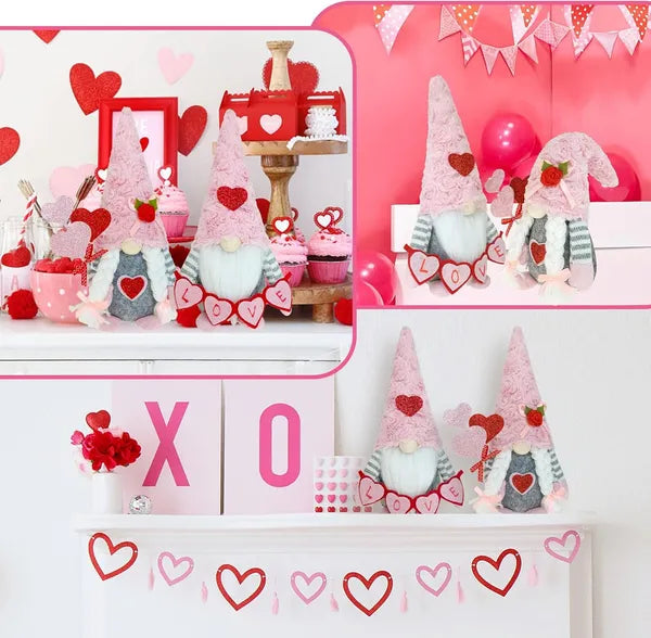 Valentine Gnomes Decorations - Plush Scandinavian Tomte Elf