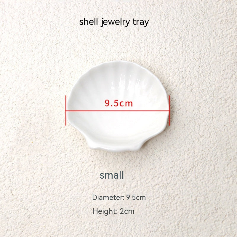 Jewelry Display Shell Tray for Earrings, Necklaces & Rings - Ceramic & Wrought Iron