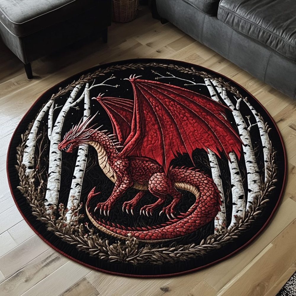 Digital Printed Round Rug with Leaf Pattern - Multiple Sizes & Styles