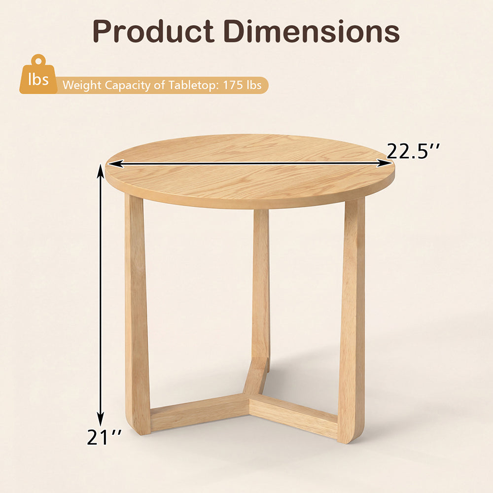 22.5 Inch Round Farmhouse Side Table with Sturdy Wood Legs