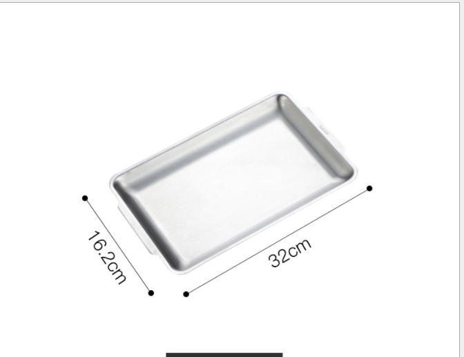 Stainless Steel Rectangular Plate for Korean Barbecue & Food Storage, Durable Tray