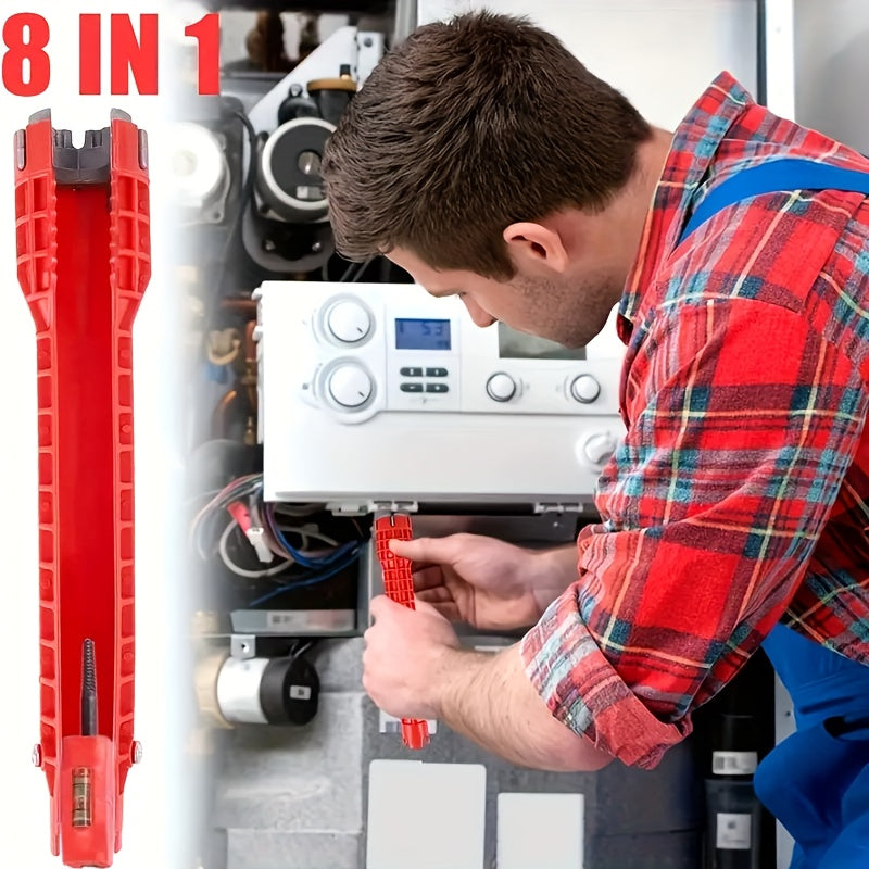 14-in-1 Faucet Installation & Repair Tool - Multi-Functional Sink & Bathroom Wrench - Red