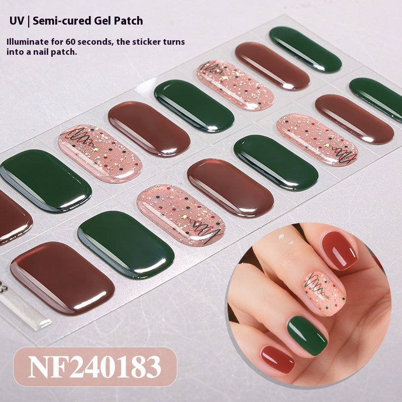 Semi-Cured Christmas Nail Stickers - Gel Nail Art Decals for Holiday Manicure