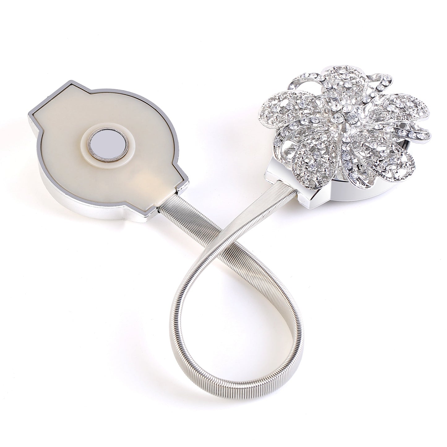 Magnetic Curtain Tiebacks - 2 Pack Silver Floral Holders