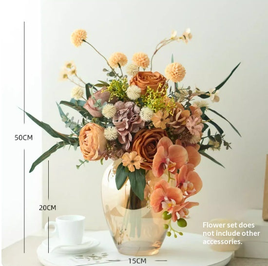Artificial Flower Arrangement with Vase - Flower Bouquet Decor for Home & Restaurant
