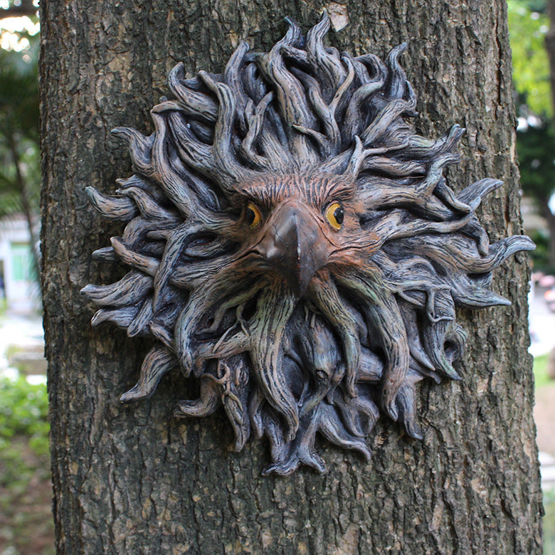 Resin Eagle Head Wall Hanging Ornament - Animal Tree Decor