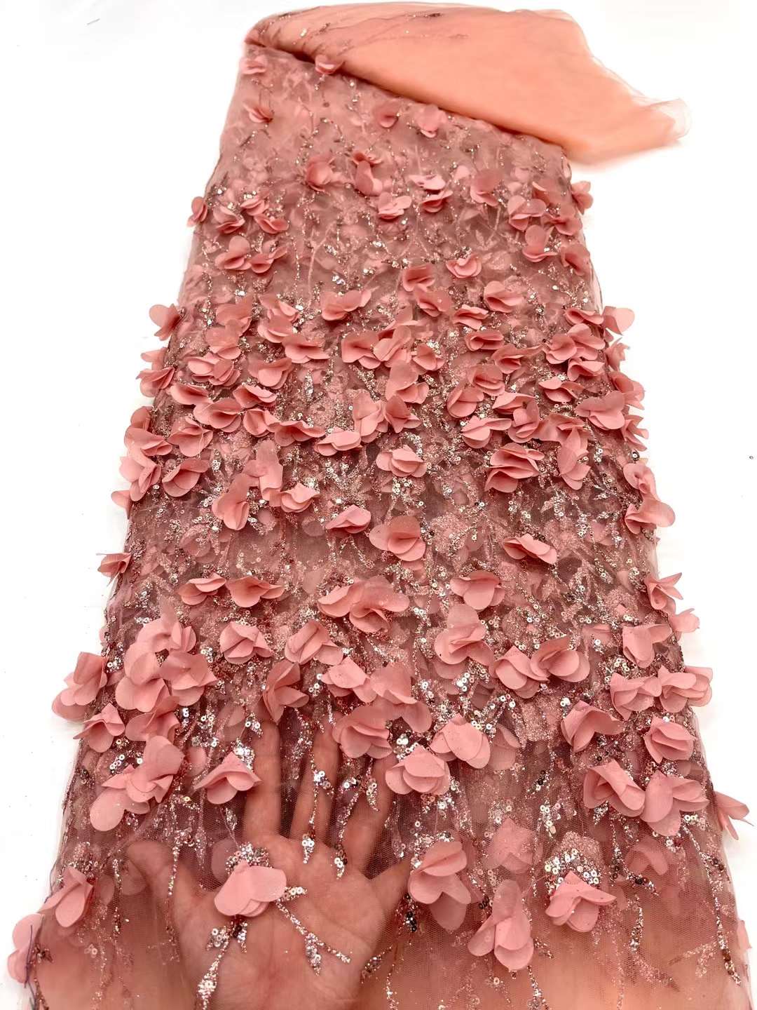 Embroidery Lace Fabric for Fashion and Wedding Dress Making - Solid Gauze Material