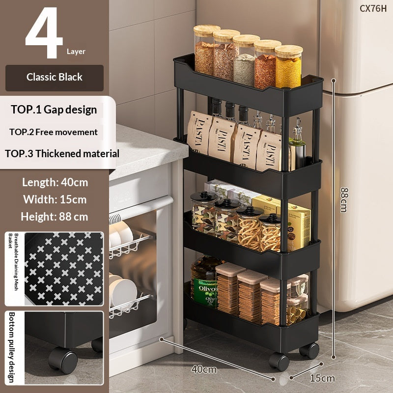 Multi-Layer Rolling Storage Cart with Wheels for Kitchen Bathroom Organization