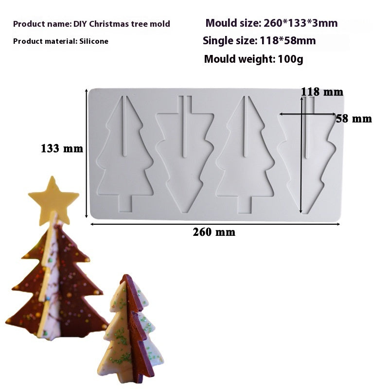 Christmas Tree Decoration Silicone Mold for Cake and Candy - Hollow Chip Swing Plate