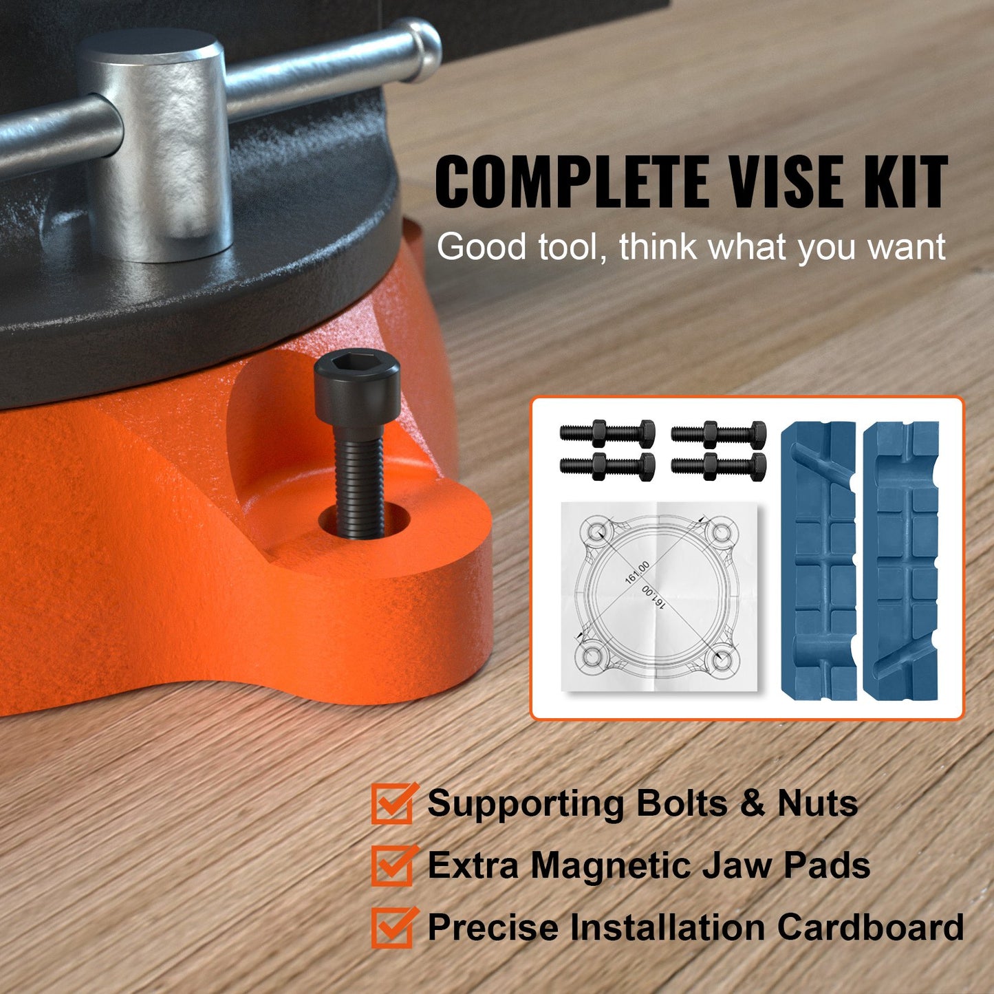 6.5" Bench Vise with 360° Swivel Locking Base & Two-Way Jaw