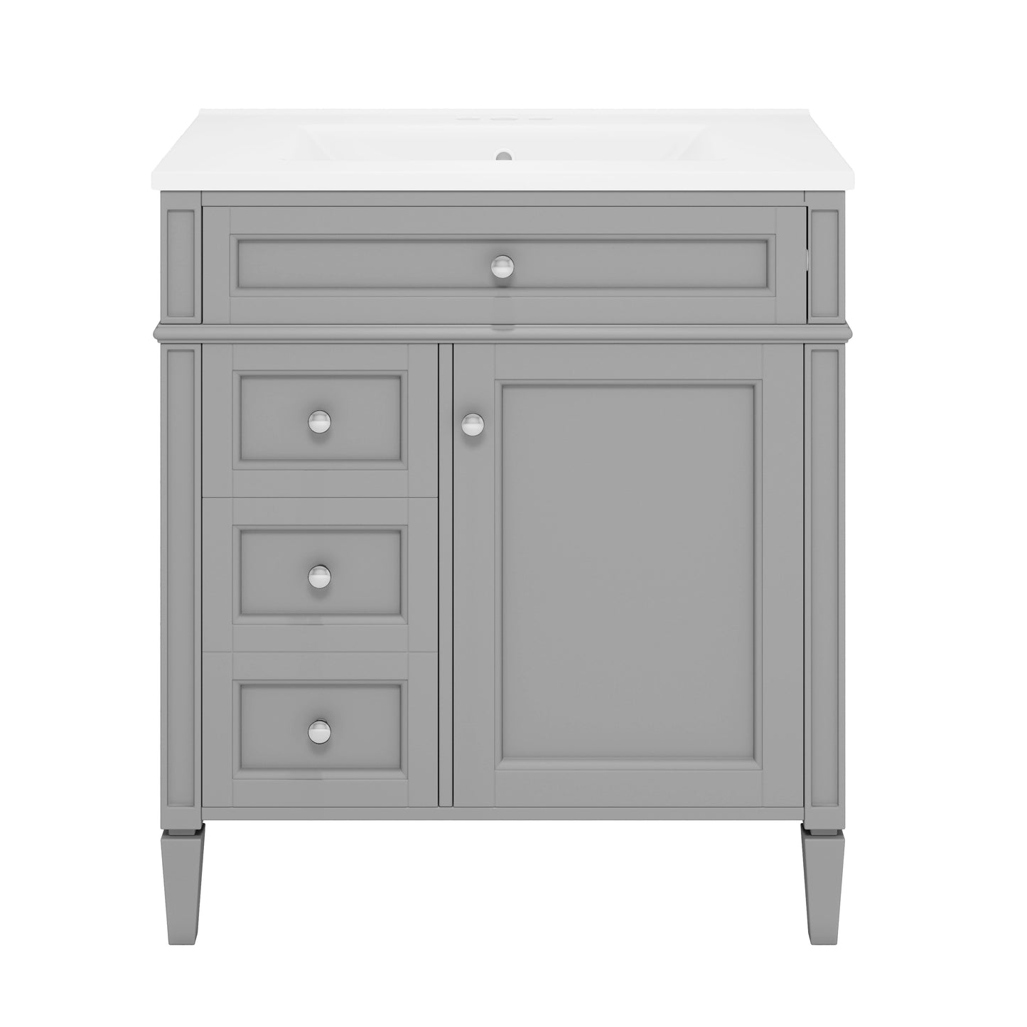30'' Modern Bathroom Vanity with Sink & 3 Drawers - Grey