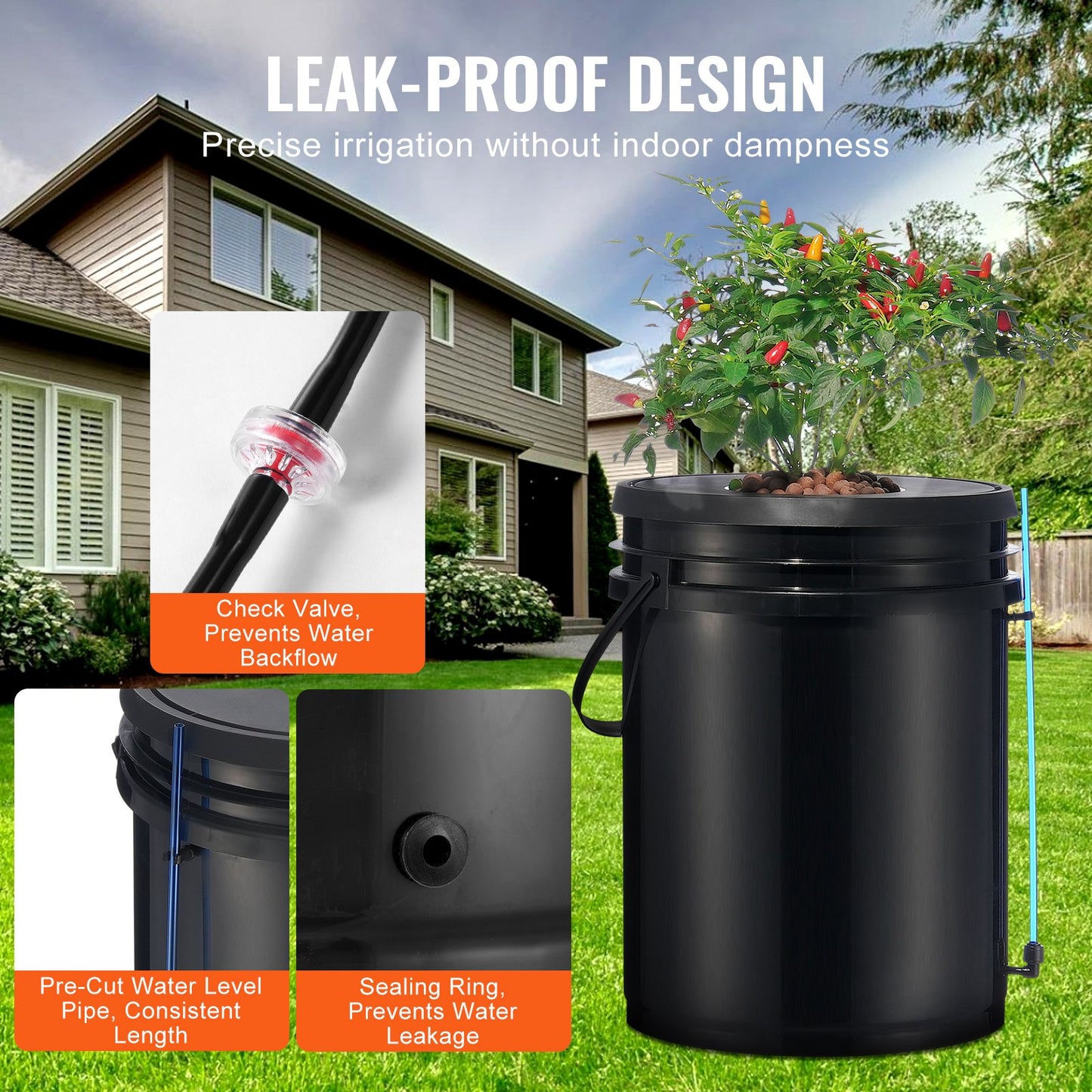 Hydroponic DWC System 5 Gallon Buckets with Pump & Air Stone for Indoor Outdoor Gardening