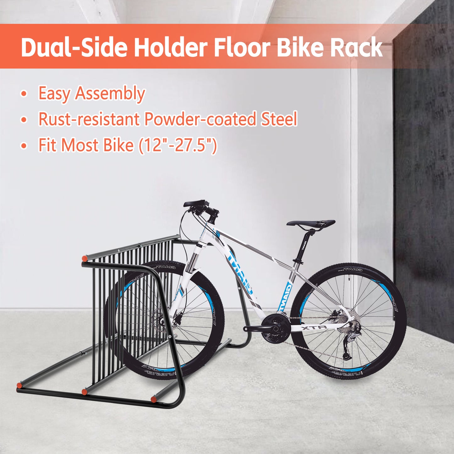 Heavy-Duty Outdoor Bike Rack - Freestanding Steel Storage Stand for 10 Bikes