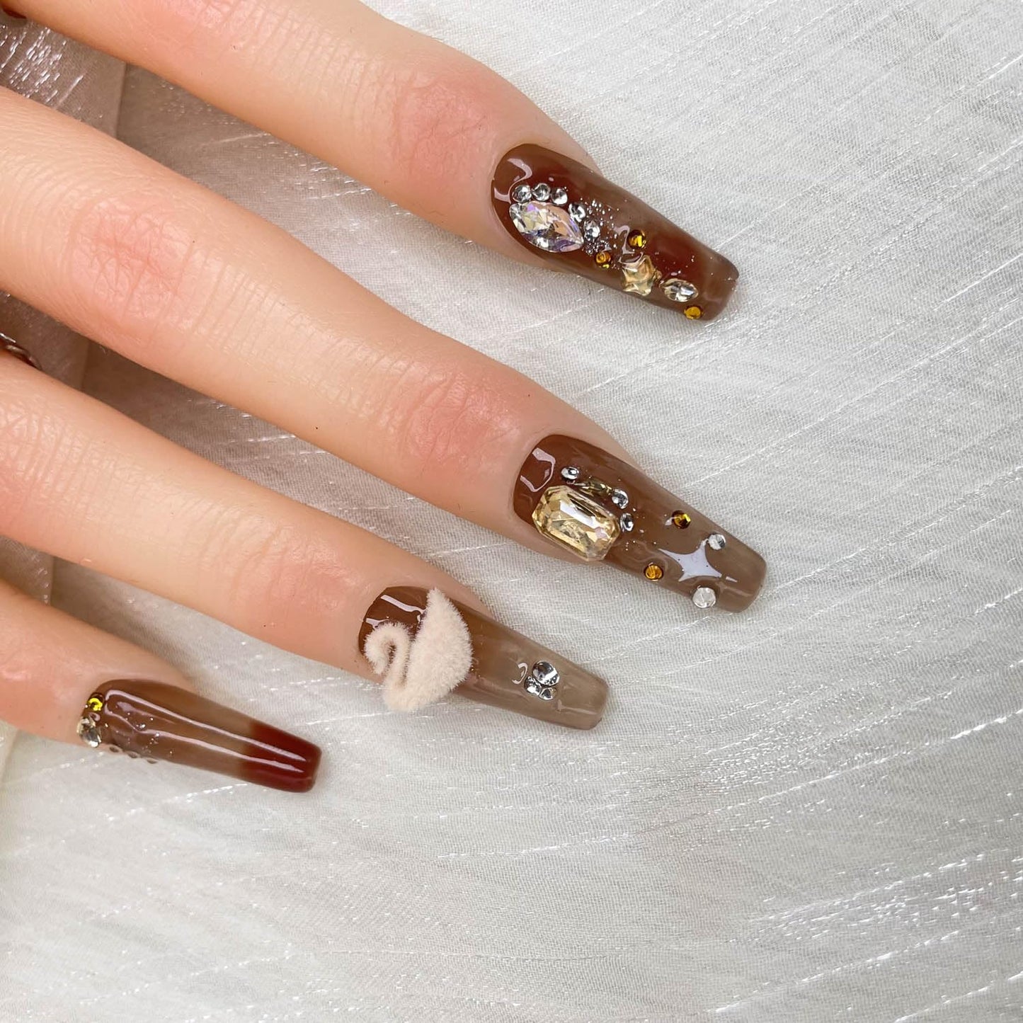 Short Press On Nails - Hazel Serenade Gradient Acrylic Manicure Set (Size M)