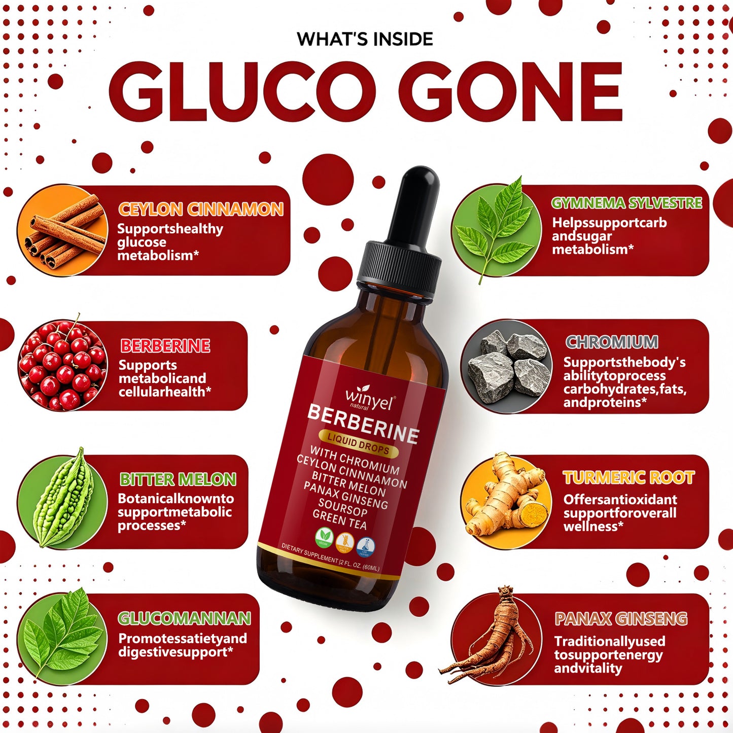 Organic Berberine and Ceylon Cinnamon Liquid Drops with Herbal Complex