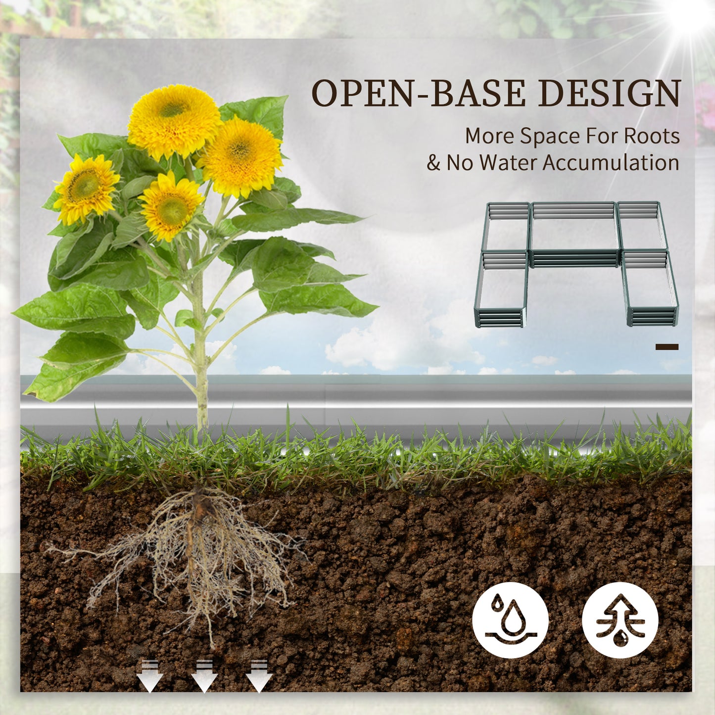 Large Steel Raised Garden Bed Set of 5 Outdoor Planters 8x8ft Green