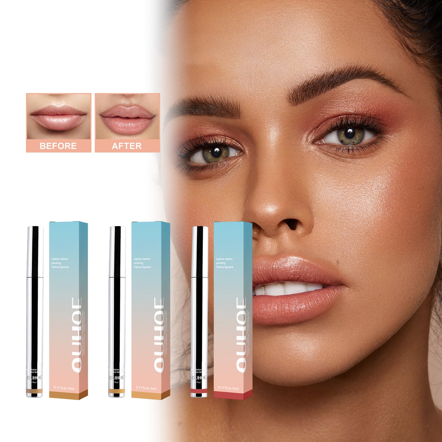 Peel-Off Lip Liner Stain - Long-Lasting Waterproof Lip Color - Dark Brown