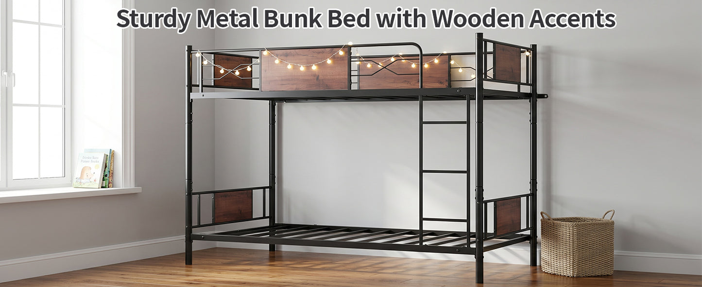 Full Over Full Detachable Metal Bunk Bed Frame with Storage