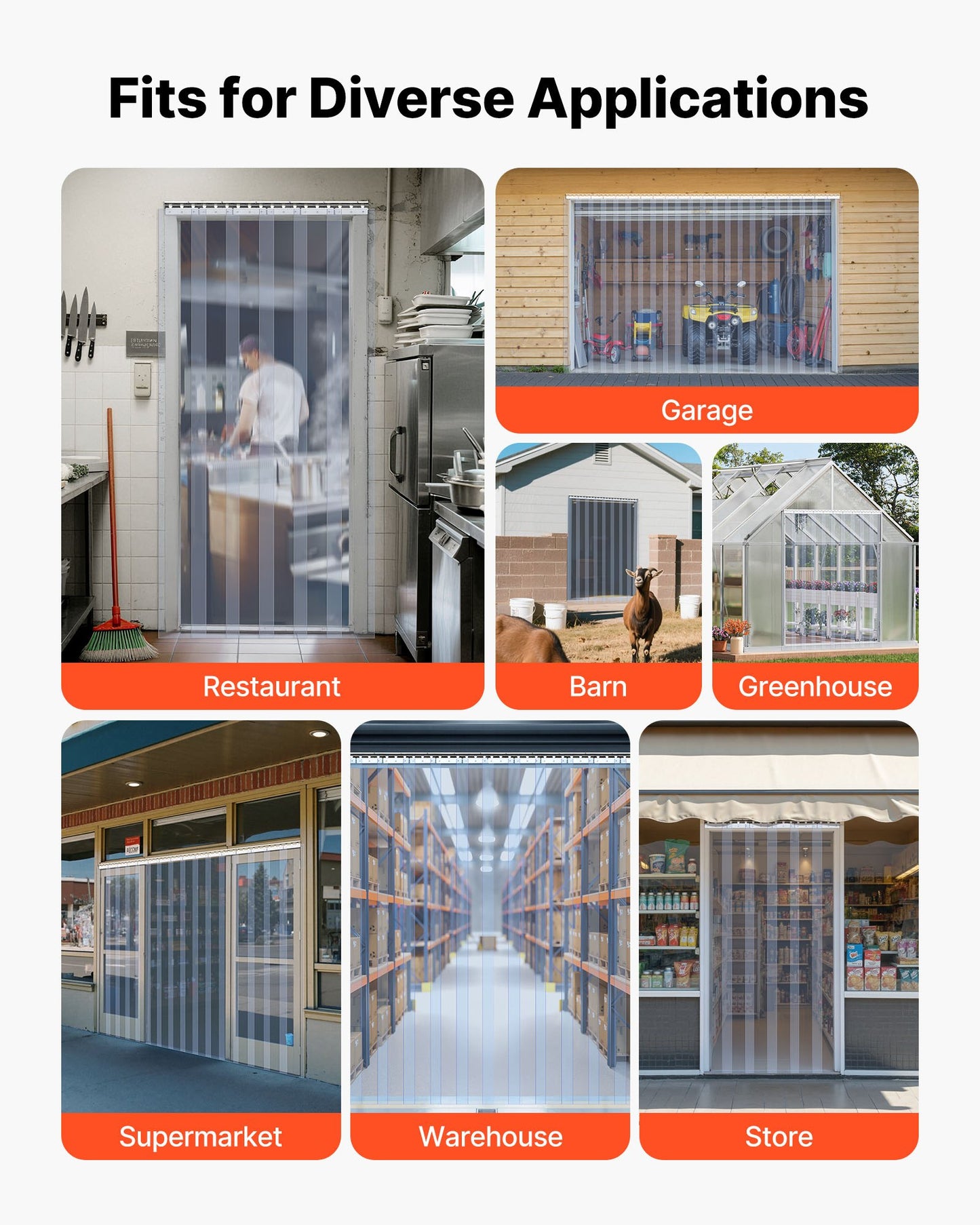 Clear PVC Strip Curtain 84x60 Inches, 10 Pack Waterproof Plastic Door Strips for Freezer & Warehouse