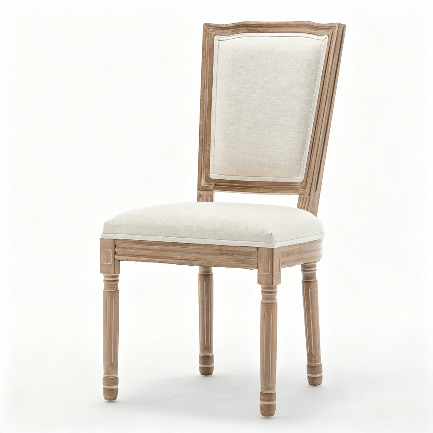 Farmhouse Dining Chairs - Solid Wood Frame with Cushioned Seat, Set of 2, Beige