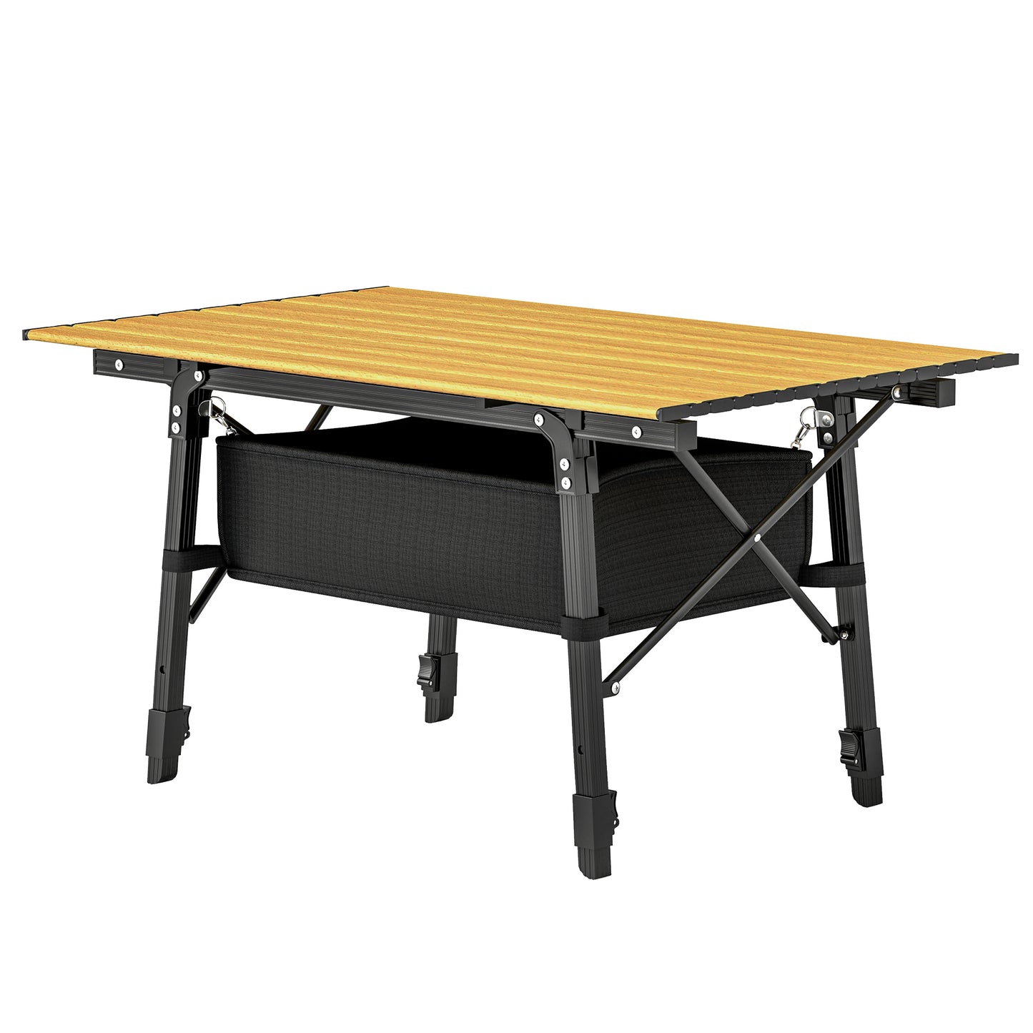 Portable Aluminum Folding Table with Storage Bag - Brown