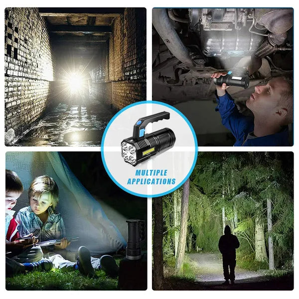 Super Bright LED Rechargeable Flashlight with 4 Modes - IP44 Waterproof
