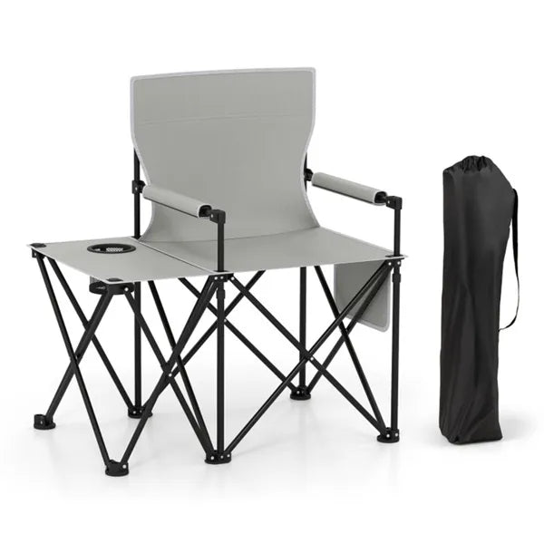 Oversized Foldable Camping Chair with Side Table & Cup Holder - 330 LBS Capacity