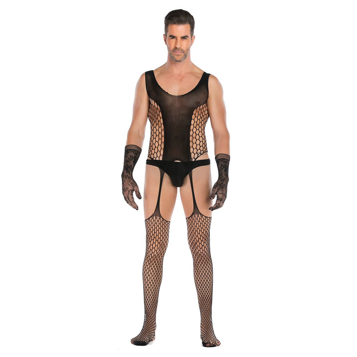 High Stretch Jacquard Lace Gloves Set for Women and Men - 2pcs