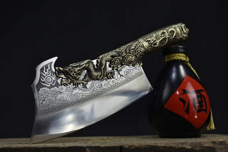 Bone Cutting Knife with Copper Handle & No Rust | 34cm Handmade Kitchen Tool